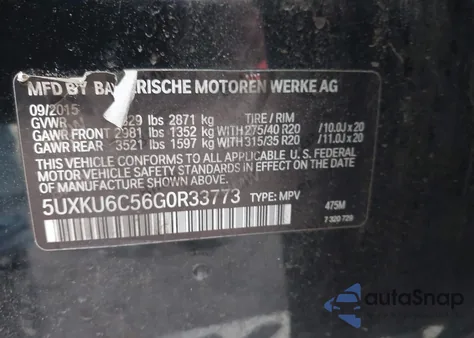 2016 BMW X6 xDrive50I z USA, uszkodzony, nr VIN 5UXKU6C56G0R33773